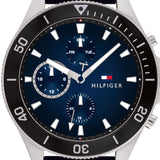Tommy Hilfiger Larson Chronograph Blue Dial Blue Rubber Strap Watch For Men - 1791920 Authentic Buy Shop Now
