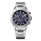 Tommy Hilfiger Hudson Chronograph Quartz Blue Dial Silver Steel Strap Watch For Men - 1791228 Authentic Buy Shop Now
