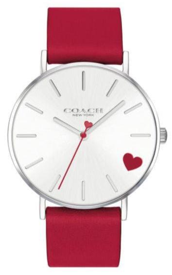 Coach Perry Silver Dial Red Leather Strap Watch for Women - 14503515 Authentic Buy Shop Now