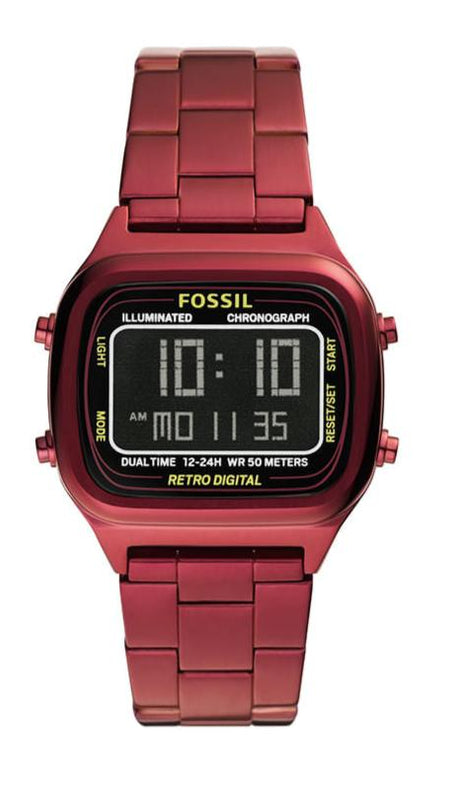 Fossil Retro Analog-Digital Black Dial Red Steel Strap Watch for Men - FS5897 Authentic Buy Shop Now