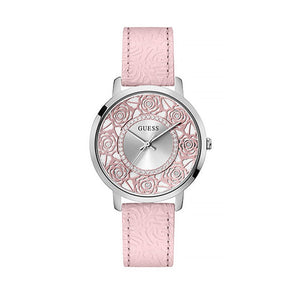Guess Dahlia Analog Silver Dial Pink Leather Strap Watch for Women - GW0529L1 Authentic Buy Shop Now