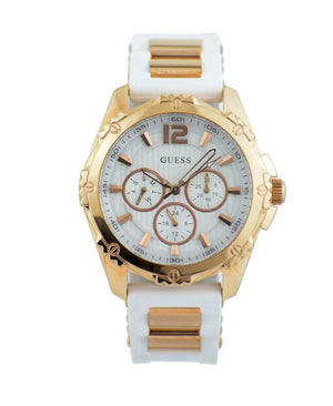 Guess Intrepid White Dial Two Tone Silicone Strap Watch For Women - W0325L6 Authentic Buy Shop Now