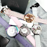 Guess Sparkle Butterfly White Dial Silver Leather Strap Watch For Women - GW0008L1 Authentic Buy Shop Now