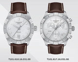 Tissot PR 100 Sport Quartz Chronograph Silver Dial Brown Leather Strap Watch For Men - T101.617.16.031.00 Authentic Buy Shop Now