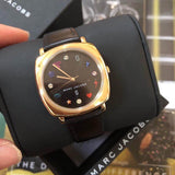 Marc Jacobs Mandy Black Dial Black Leather Strap Watch for Women - MJ1597 Authentic Buy Shop Now