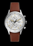 Fossil Retro Pilot Chronograph Silver Dial Brown Leather Strap Watch for Men - FS5809 Authentic Buy Shop Now