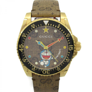 Gucci Dive Doraemon Quartz Brown Dial Brown Leather Strap Watch For Men - YA136335 Authentic Buy Shop Now
