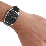 Emporio Armani Epsilon Quartz Black Dial Black Leather Strap Watch For Men - AR2490 Authentic Buy Shop Now