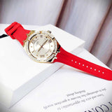 Guess Cosmo Diamonds Gold Dial Red Rubber Strap Watch for Women - GW0034L6 Authentic Buy Shop Now