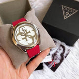 Guess G-Twist Silver Dial Red Rubber Strap Watch for Women - W0911L9 Authentic Buy Shop Now