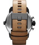 Diesel SBA Dual Time Chronograph White Dial Brown Leather Strap Watch For Men - DZ7269 Authentic Buy Shop Now
