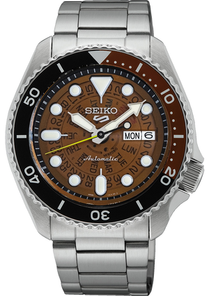 Seiko 5 Sports Sonar Special Edition Brown Dial Silver Steel Strap Watch For Men - SRPJ47K1 Authentic Buy Shop Now