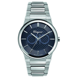 Salvatore Ferragamo Sapphire Blue Dial Silver Steel Strap Watch for Men - SFHP006-20 Authentic Buy Shop Now