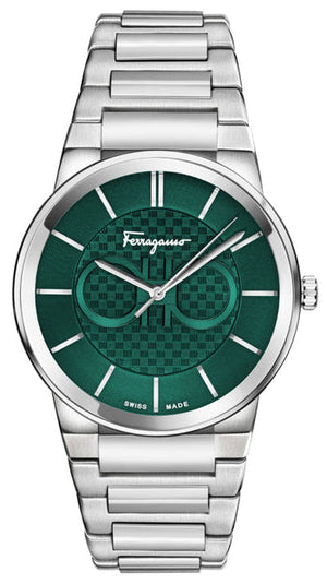 Salvatore Ferragamo Sapphire Bracelet Green Dial Silver Steel Strap Watch For Men - SFHP01224 Authentic Buy Shop Now