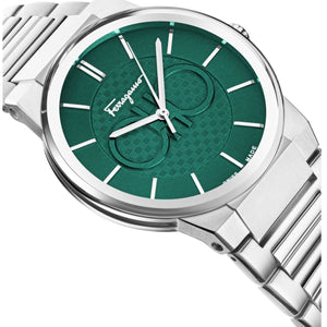Salvatore Ferragamo Sapphire Bracelet Green Dial Silver Steel Strap Watch For Men - SFHP01224 Authentic Buy Shop Now