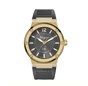 Salvatore Ferragamo F-80 Classic Black Dial Black Rubber Strap Watch for Men - SFHY01621 Authentic Buy Shop Now