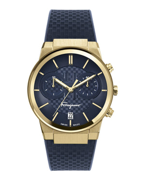 Salvatore Ferragamo Sapphire Chrono Blue Dial Blue Silicone Strap Watch for Men - SFME00221 Authentic Buy Shop Now
