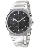 Salvatore Ferragamo Sapphire Chrono Black Dial Silver Steel Strap Watch for Men - SFME00321 Authentic Buy Shop Now