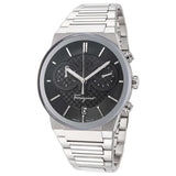 Salvatore Ferragamo Sapphire Chrono Black Dial Silver Steel Strap Watch for Men - SFME00321 Authentic Buy Shop Now