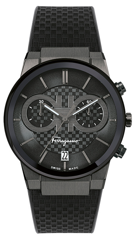 Salvatore Ferragamo Sapphire Chrono Black Dial Black Rubber Strap Watch for Men - SFME00621 Authentic Buy Shop Now