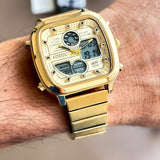 Fossil Retro Analog-Digital Gold Dial Gold Steel Strap Watch for Men - FS5889 Authentic Buy Shop Now