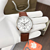 Fossil Neutra Chronograph White Dial Brown Leather Strap Watch for Men - FS6022 Authentic Buy Shop Now