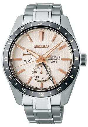Seiko Presage Sharp Edged Series Automatic GMT Champagne Dial Silver Steel Strap Watch For Men - SPB273J1 Authentic Buy Shop Now