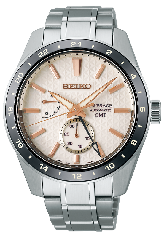 Seiko Presage Sharp Edged Series Automatic GMT Champagne Dial Silver Steel Strap Watch For Men - SPB273J1 Authentic Buy Shop Now