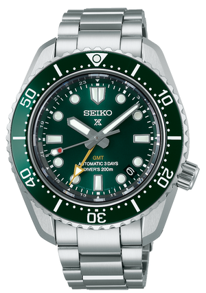 Seiko Prospex GMT Divers Automatic Marine Green Dial Silver Steel Strap Watch For Men - SPB381J1 Authentic Buy Shop Now