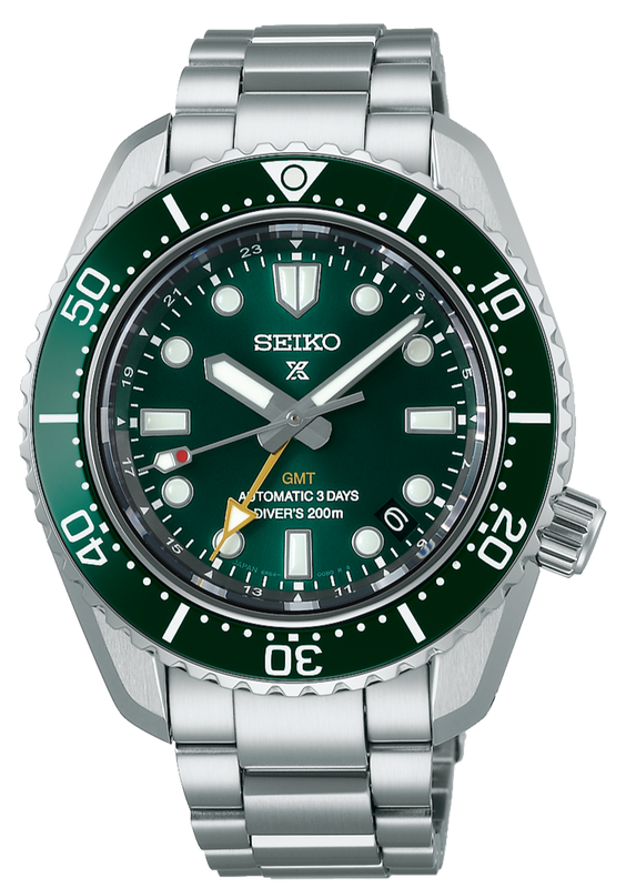 Seiko Prospex GMT Divers Automatic Marine Green Dial Silver Steel Strap Watch For Men - SPB381J1 Authentic Buy Shop Now