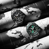 Seiko Prospex GMT Divers Automatic Marine Green Dial Silver Steel Strap Watch For Men - SPB381J1 Authentic Buy Shop Now