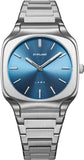 D1 Milano Square Caribbean Blue Dial Silver Steel Strap Watch for Men - D1-SQBJ07 Authentic Buy Shop Now