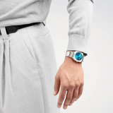 D1 Milano Square Caribbean Blue Dial Silver Steel Strap Watch for Men - D1-SQBJ07 Authentic Buy Shop Now