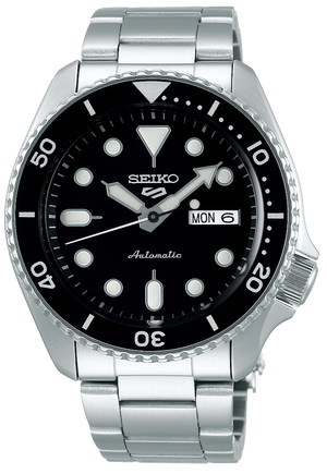 Seiko 5 Sports Automatic Black Dial Silver Steel Strap Watch For Men - SRPD57K1 Authentic Buy Shop Now