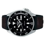 Seiko 5 Sports SKX Automatic Black Dial Black Leather Strap Watch for Men - SRPD55K2 Authentic Buy Shop Now