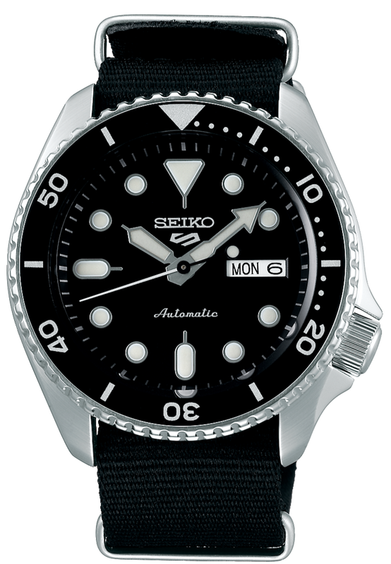 Seiko 5 Sports SKX Automatic Black Dial Black NATO Strap Watch For Men - SRPD55K3 Authentic Buy Shop Now