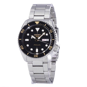 Seiko 5 Sports Automatic Black Dial Silver Steel Strap Watch For Men - SRPD57K1 Authentic Buy Shop Now