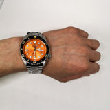 Seiko 5 Sports Automatic Orange Dial Silver Steel Strap Watch For Men - SRPD59K1 Authentic Buy Shop Now