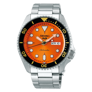 Seiko 5 Sports Automatic Orange Dial Silver Steel Strap Watch For Men - SRPD59K1 Authentic Buy Shop Now