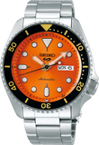 Seiko 5 Sports Automatic Orange Dial Silver Steel Strap Watch For Men - SRPD59K1 Authentic Buy Shop Now