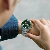 Seiko 5 Sports Automatic Analog Green Dial Silver Steel Strap Watch For Men - SRPD63K1 Authentic Buy Shop Now