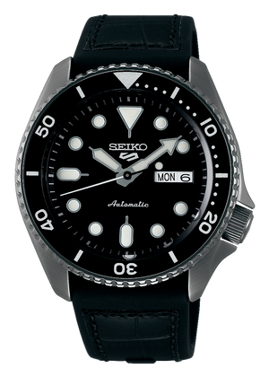 Seiko 5 Sport Automatic Black Dial Black Silicone Strap Watch For Men - SRPD65K3 Authentic Buy Shop Now
