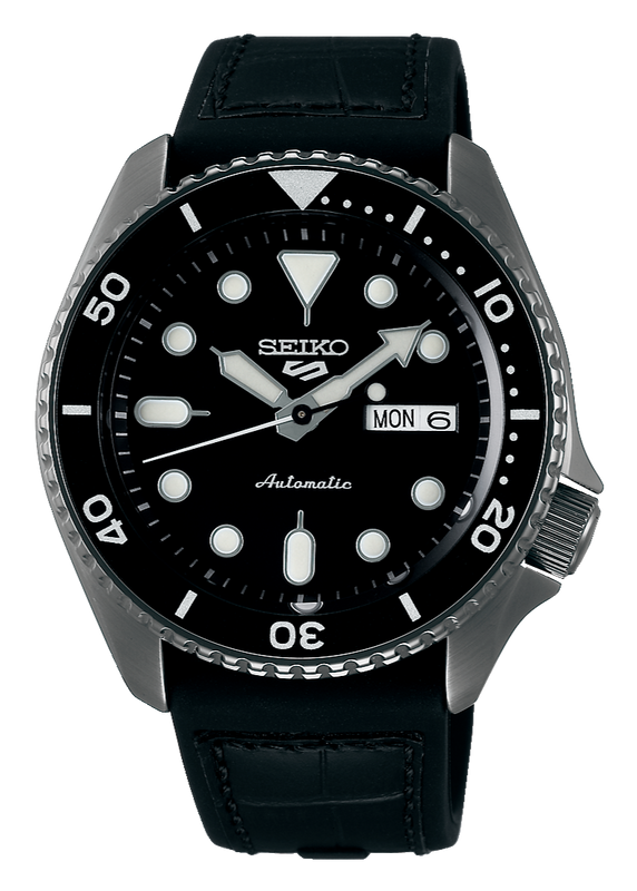 Seiko 5 Sport Automatic Black Dial Black Silicone Strap Watch For Men - SRPD65K3 Authentic Buy Shop Now