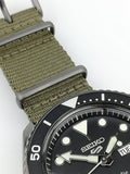 Seiko 5 Sport Automatic Black Dial Green Nylon Strap Watch For Men - SRPD65K4 Authentic Buy Shop Now