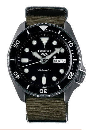 Seiko 5 Sport Automatic Black Dial Green Nylon Strap Watch For Men - SRPD65K4 Authentic Buy Shop Now