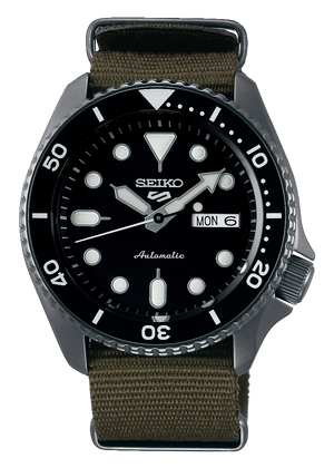 Seiko 5 Sport Automatic Black Dial Green Nylon Strap Watch For Men - SRPD65K4 Authentic Buy Shop Now