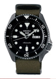Seiko 5 Sport Automatic Black Dial Green Nylon Strap Watch For Men - SRPD65K4 Authentic Buy Shop Now
