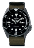 Seiko 5 Sport Automatic Black Dial Green Nylon Strap Watch For Men - SRPD65K4 Authentic Buy Shop Now