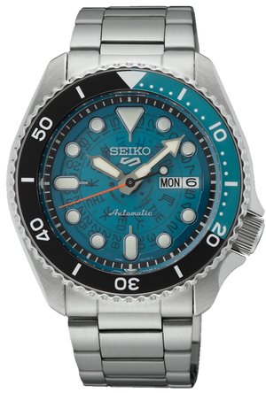 Seiko 5 Sports SKX Skeleton Green Dial Silver Steel Strap Watch For Men - SRPJ45K1 Authentic Buy Shop Now