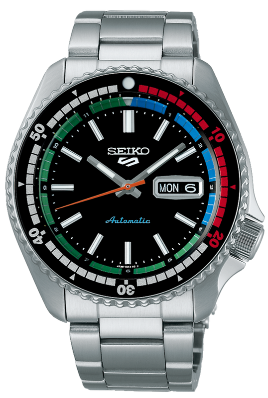Seiko 5 Sports SKX Series Regatta Timer Retro Blue Dial Silver Steel Strap Watch For Men - SRPK13K1 Authentic Buy Shop Now